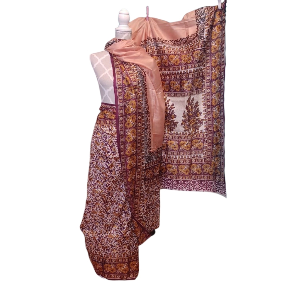 Saree - Deep Red/Gold 6477
